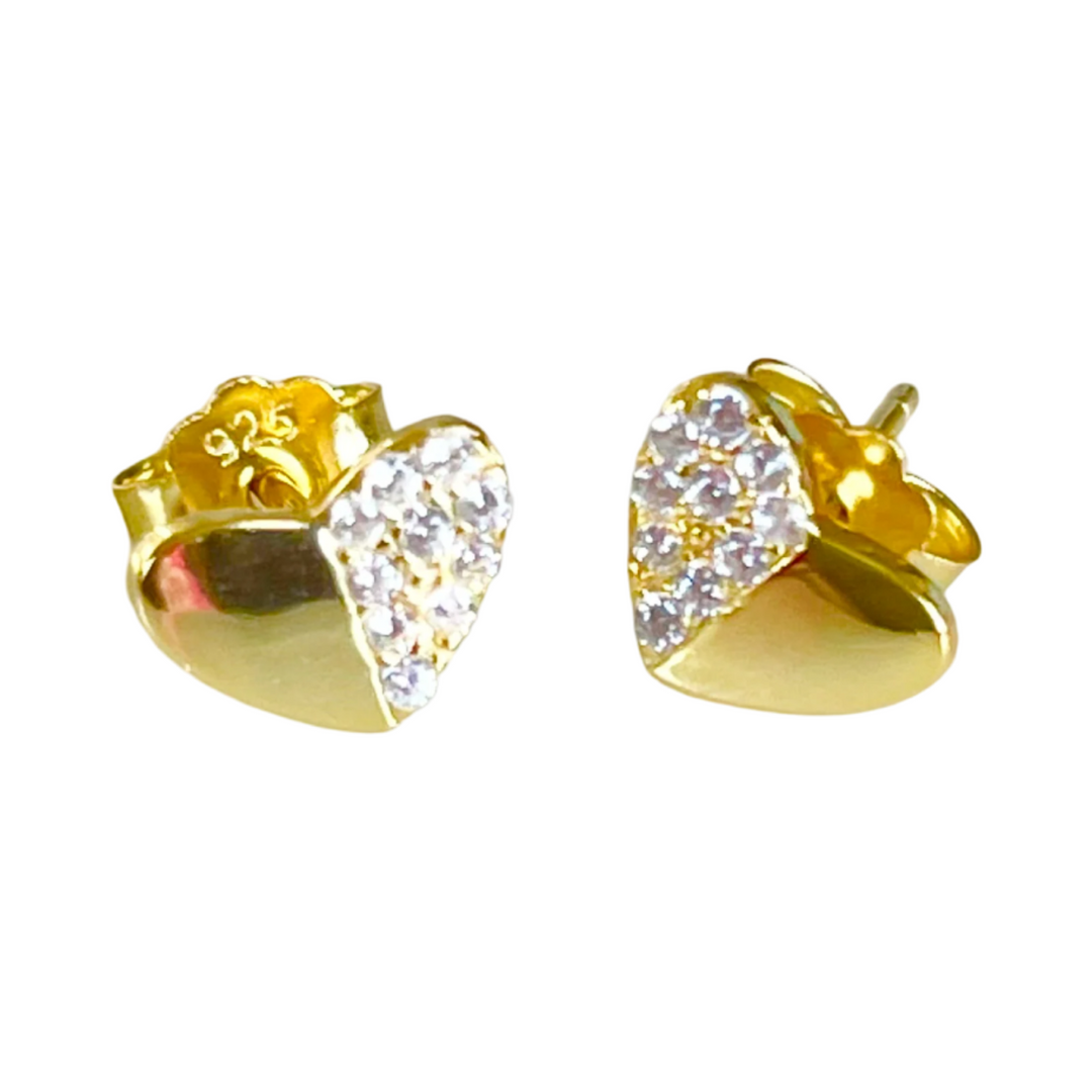 E056 Heart Half Pave Earring