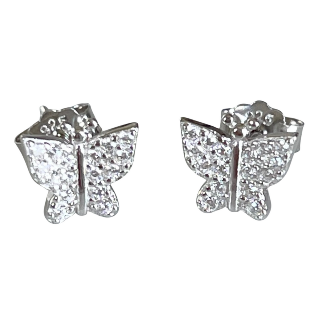 E004 Butterfly Sterling Silver Earrings
