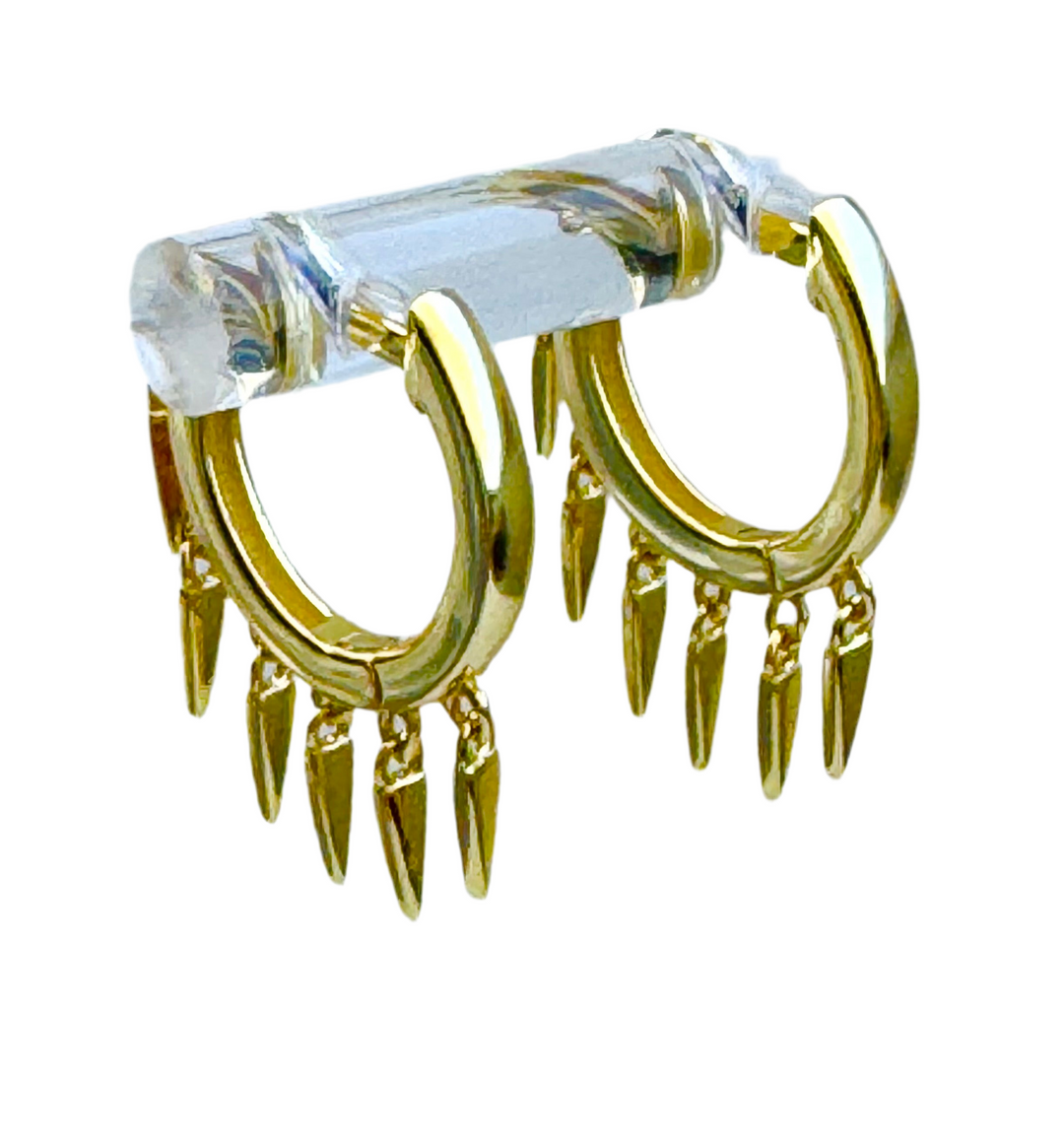 Spikes Hoop Sterling Silver 14 Karat Gold plated Hoop Earrings