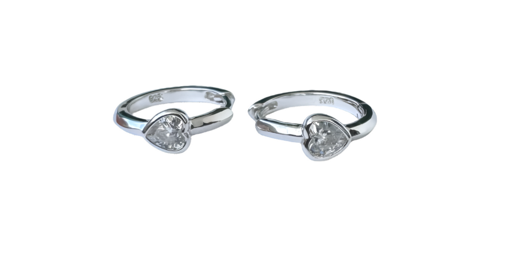 Sterling Silver Heart Stone Hoop Earrings