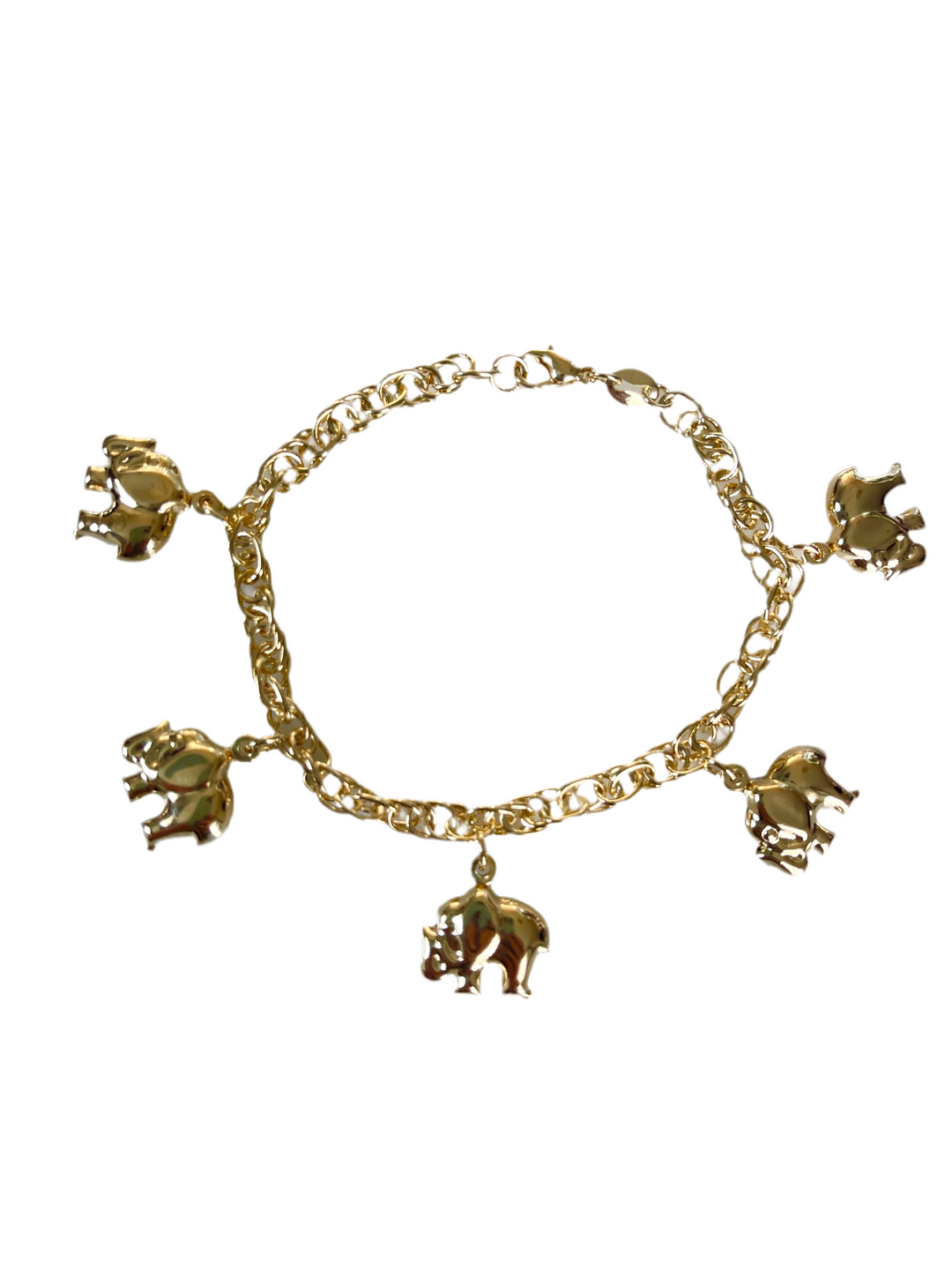 B038 Puffed Lucky Elephant charm gold filled Bracelet
