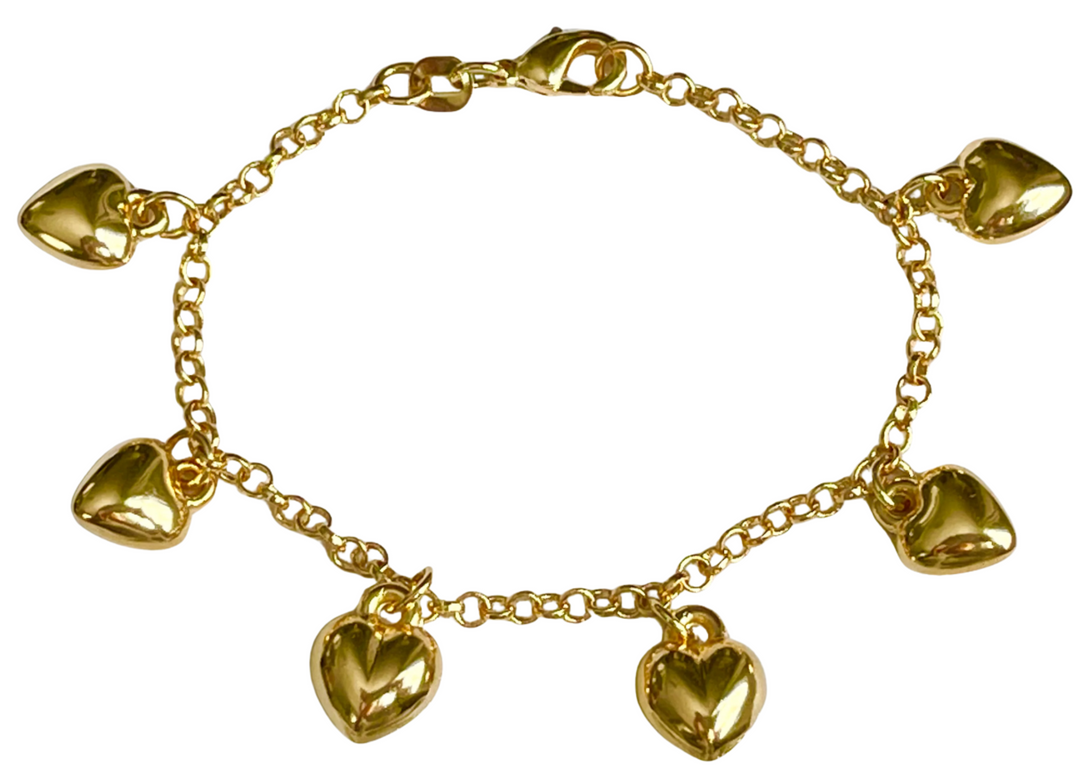 Heart charm gold bracelet
