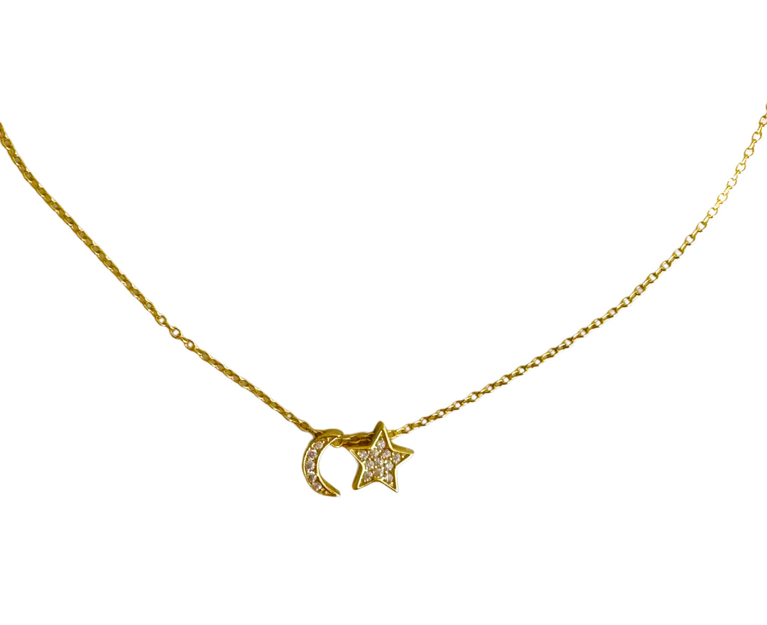 N039 Moon and Star Slider Pendant