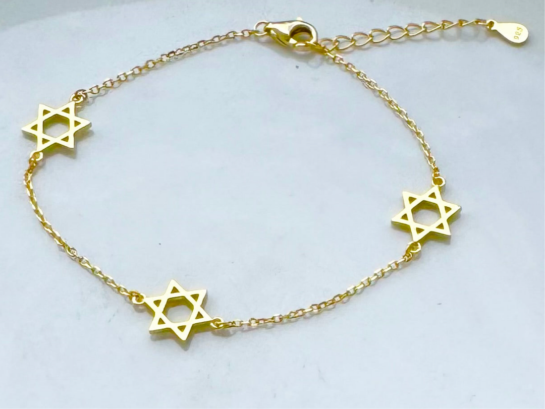 Star of David Sterling Silver 14KY plated bracelet