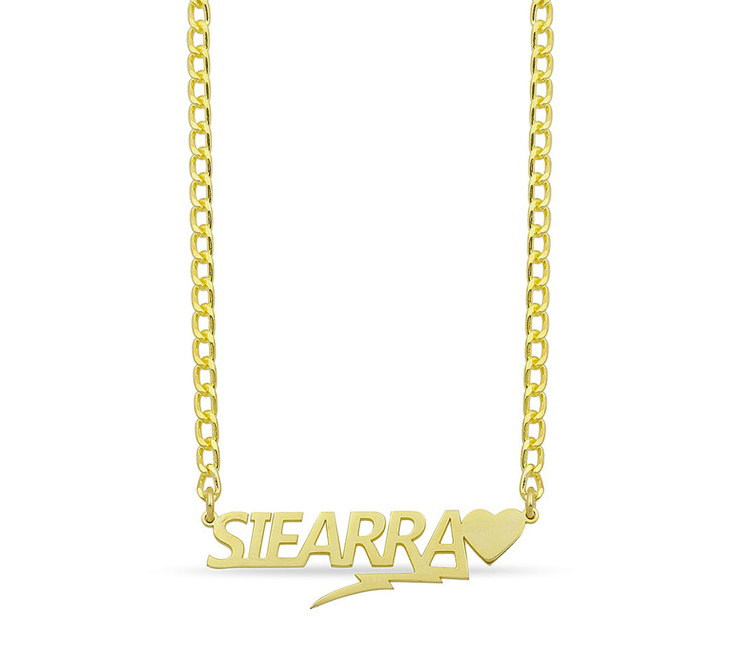 Personalized Heart Name Plate Heavy Chain