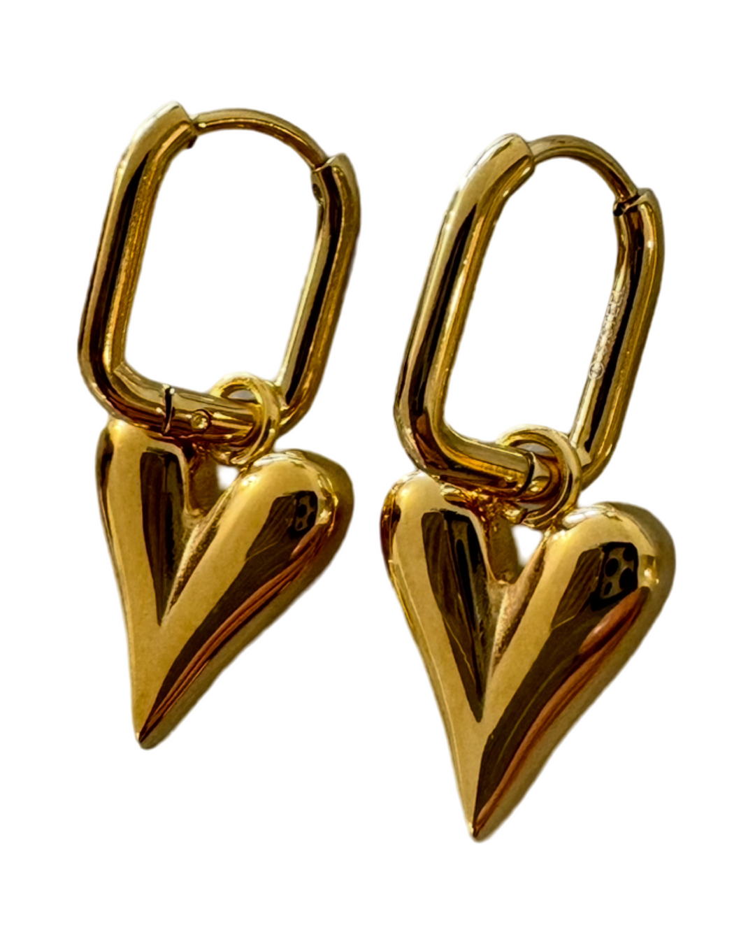 Stainless Steel Heart Drop Shape Hoop Earrings