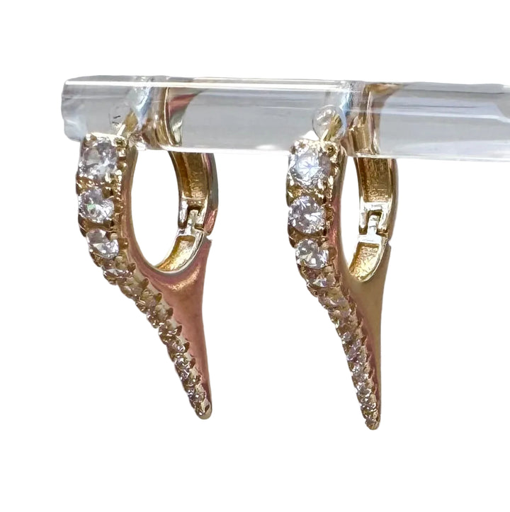 Spike Drop Sterling Silver 14 Karat Gold plated Hoop Earrings