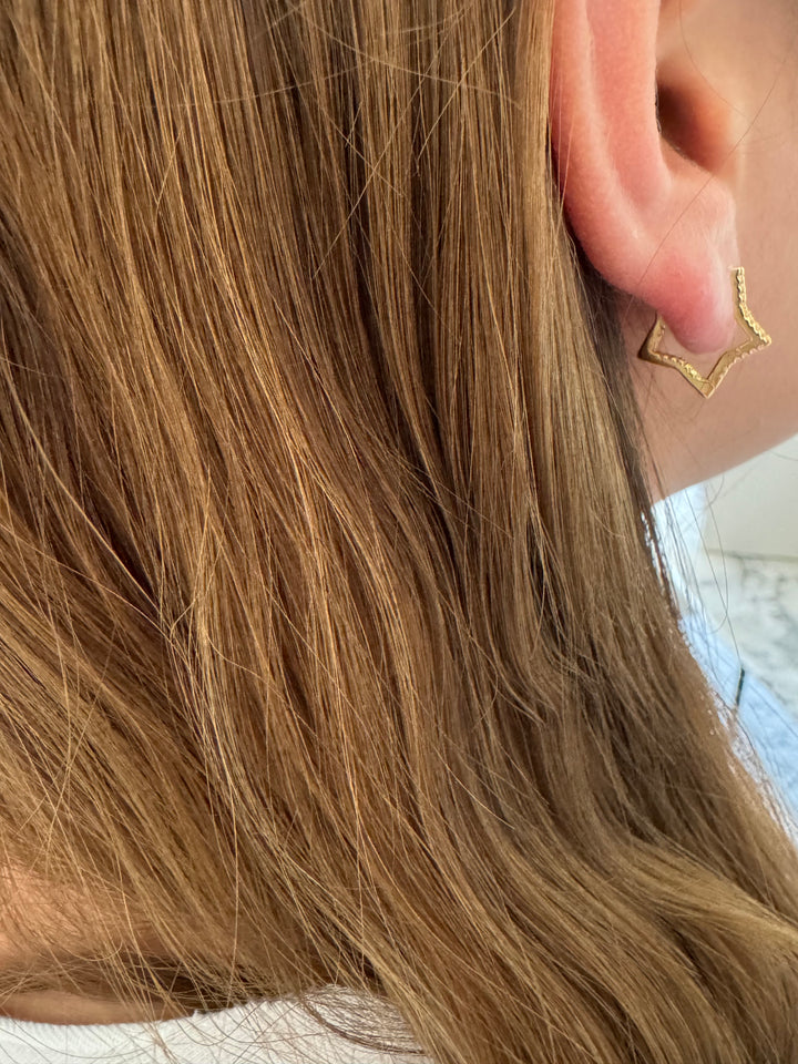 Sterling Silver 14 Karat gold plated Star Shaped Hoop Earrings