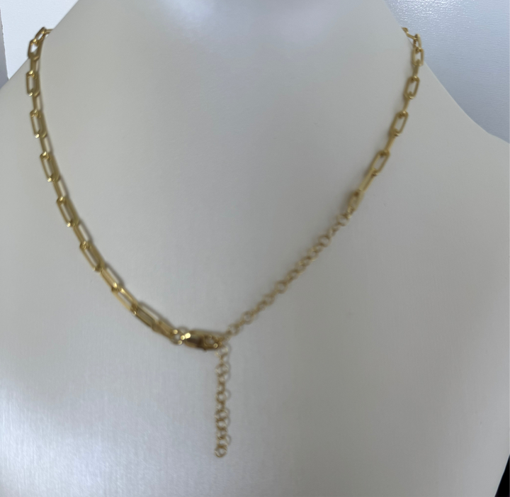 Paper clip  Necklace Sterling Silver 14KY plated
