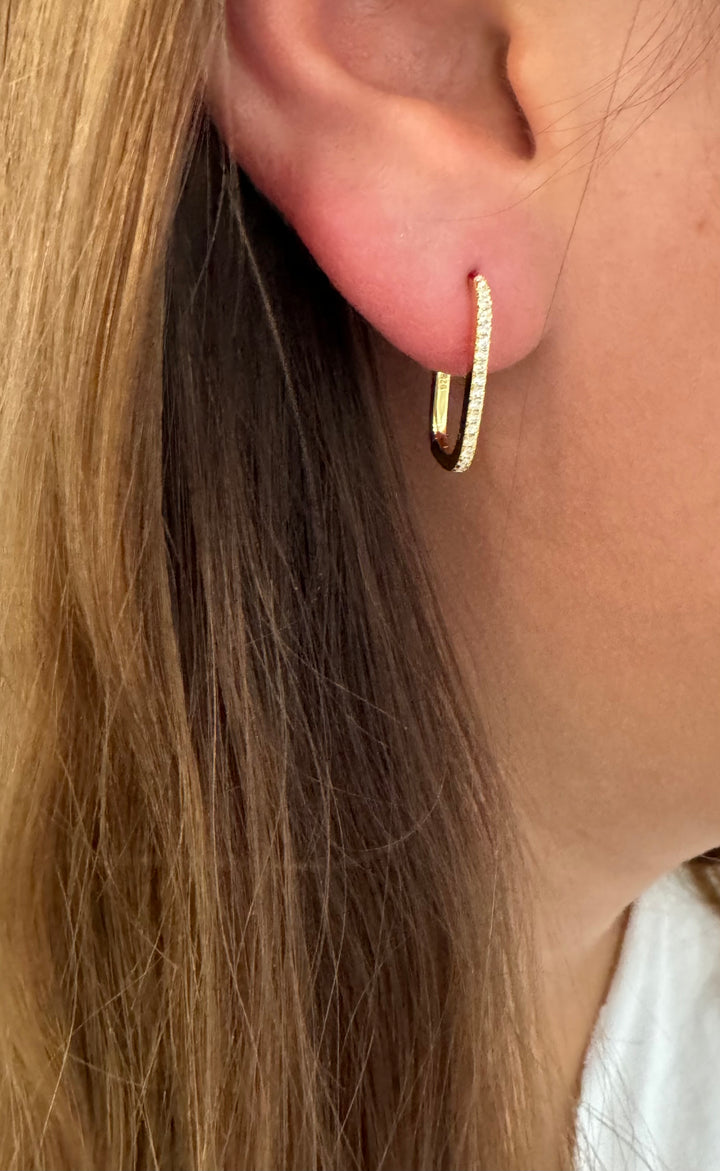 Sterling Silver Rectangle Shape Hoop Earrings