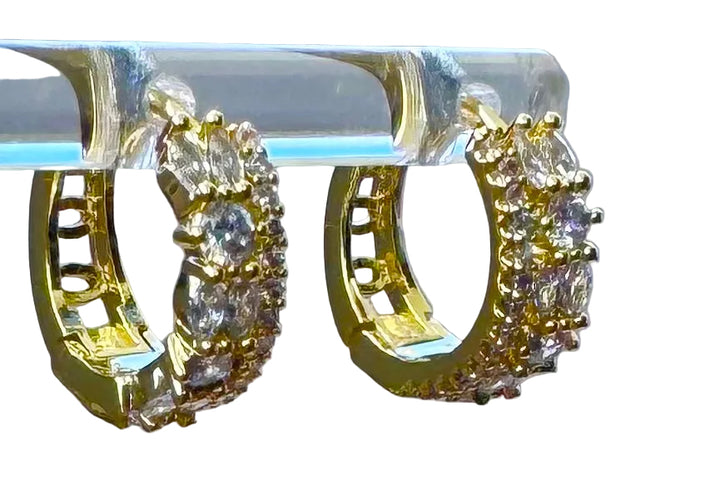 Double Row Sterling Silver 14 Karat Gold plated Hoop Earring