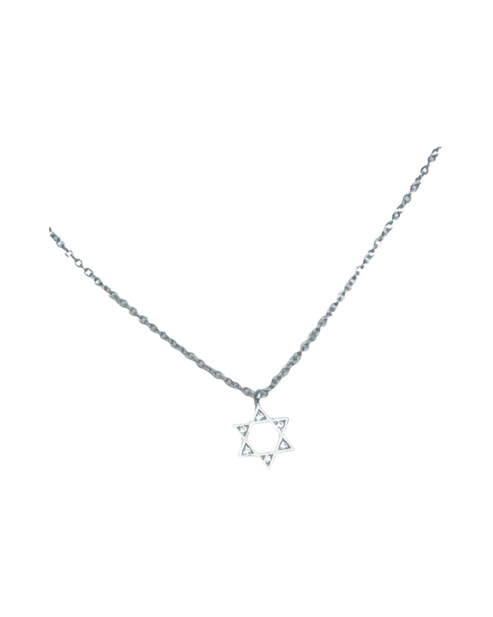 Sterling Silver 14K plated Star of David Pendant CZ Stones