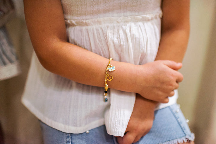B022 Multi charm gold filled Bracelet
