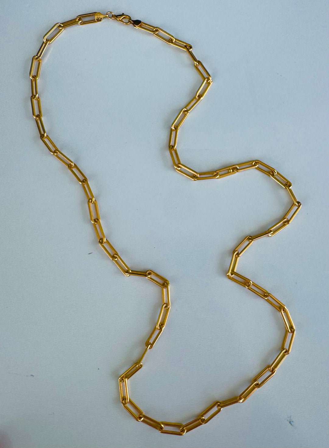 Long Paper 32’inch clip  Necklace Brass 14KY plated