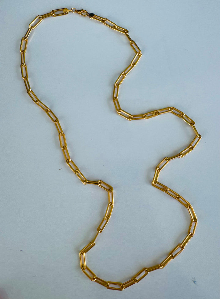 Long Paper 32’inch clip  Necklace Brass 14KY plated