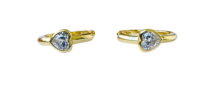 Sterling Silver 14KY gold plated Hoop Heart Stone Earrings