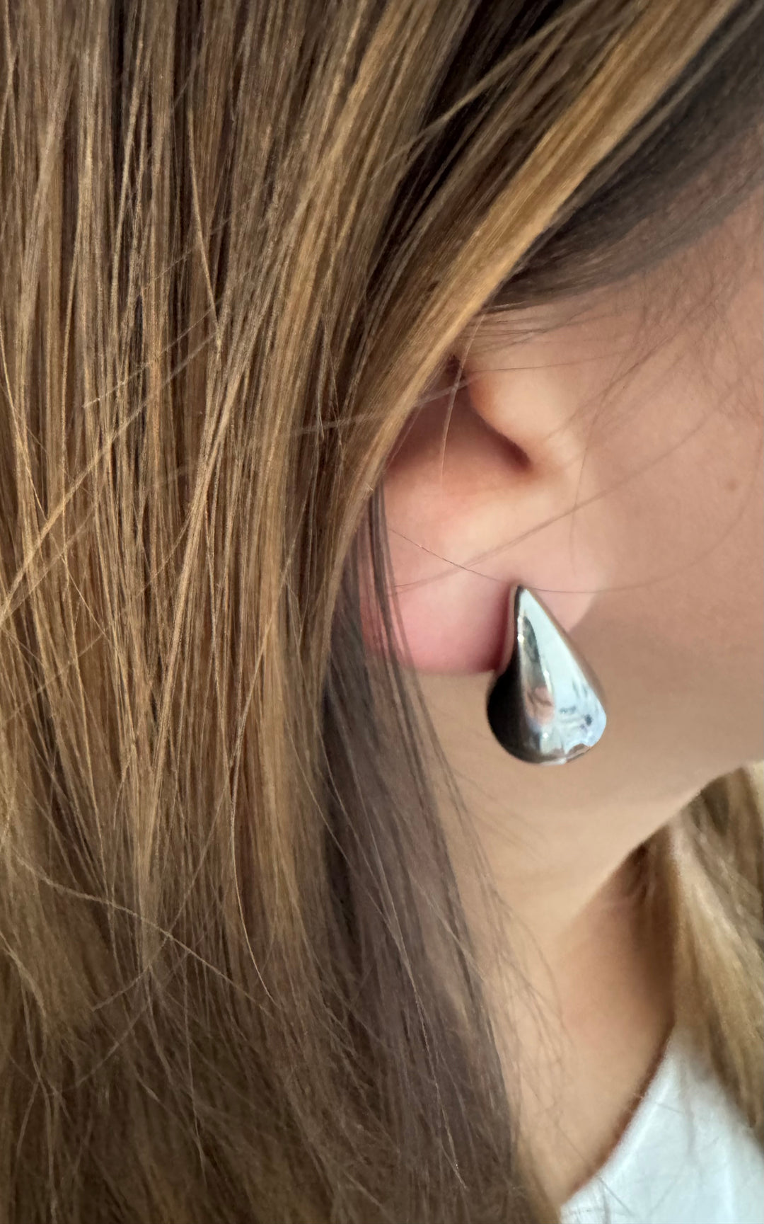 Stainless Steel Tear Drop Shape Hoop Earrings