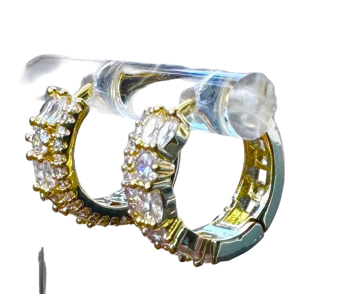 Double Row Sterling Silver 14 Karat Gold plated Hoop Earring