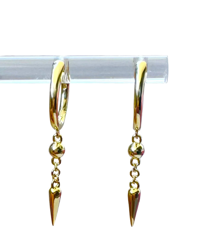 Spike and Beaded Huggie Hoop Sterling Silver 14 Karat Gold plated Hoop Earrings (Copy)