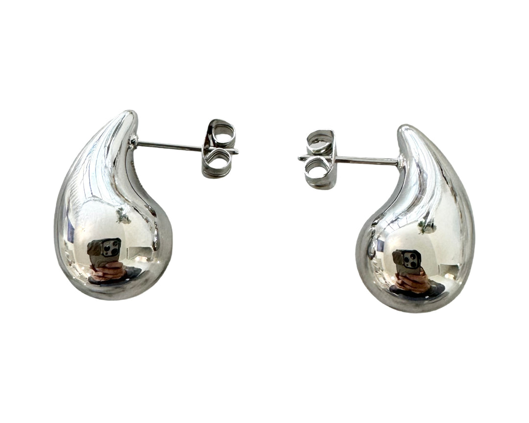 Stainless Steel Tear Drop Shape Hoop Earrings