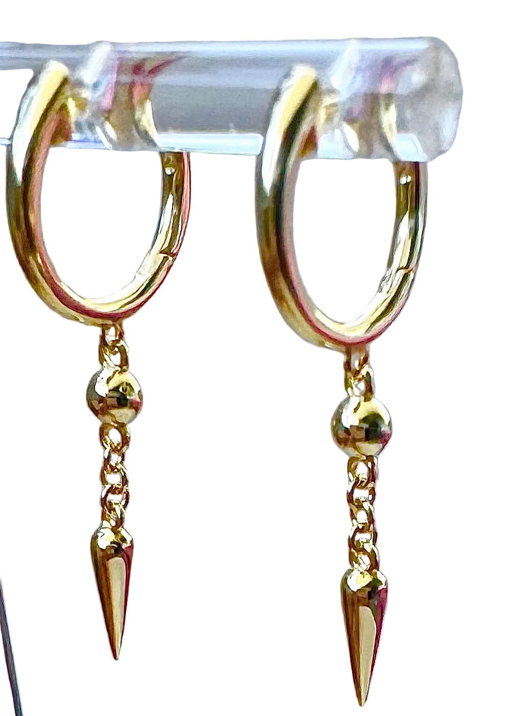 Spike and Beaded Huggie Hoop Sterling Silver 14 Karat Gold plated Hoop Earrings (Copy)