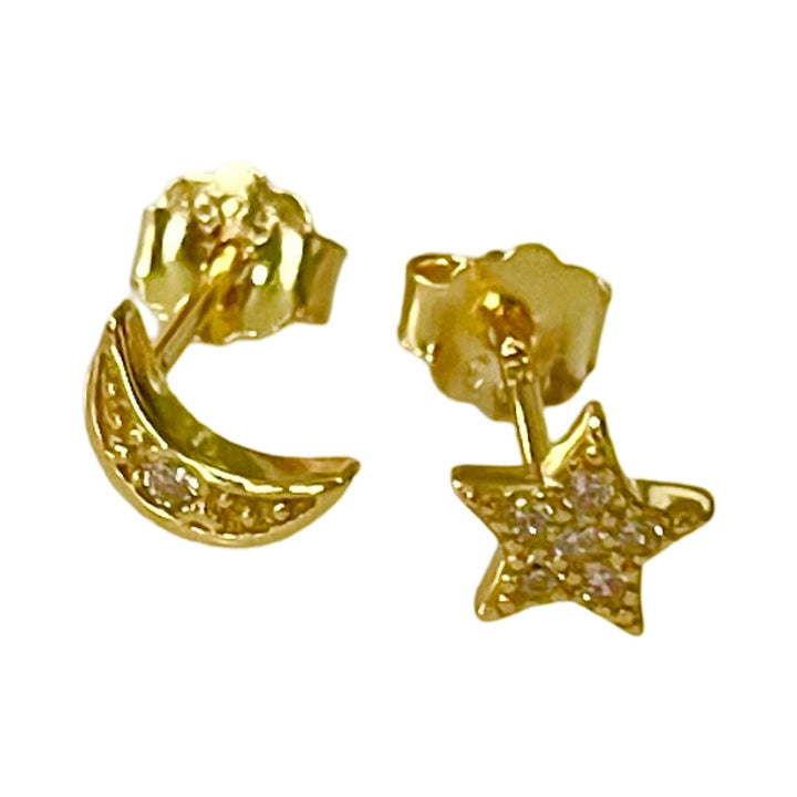 E003 Moon and  Star Earrings
