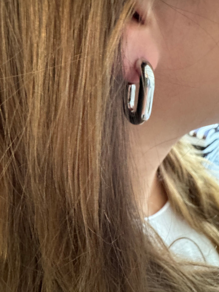 Stainless Steel Rectangle Hoop Earrings