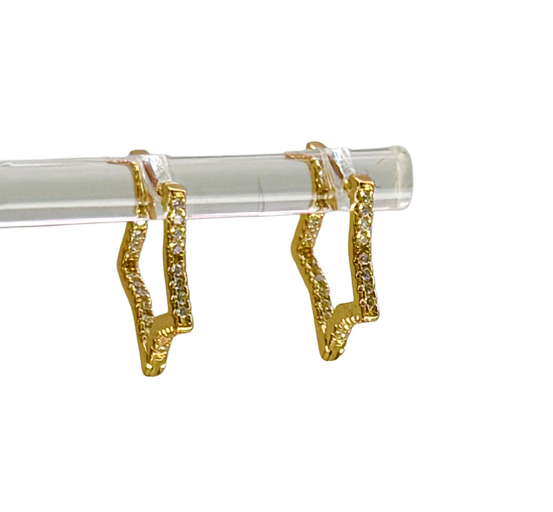 Sterling Silver 14 Karat gold plated Star Shaped Hoop Earrings