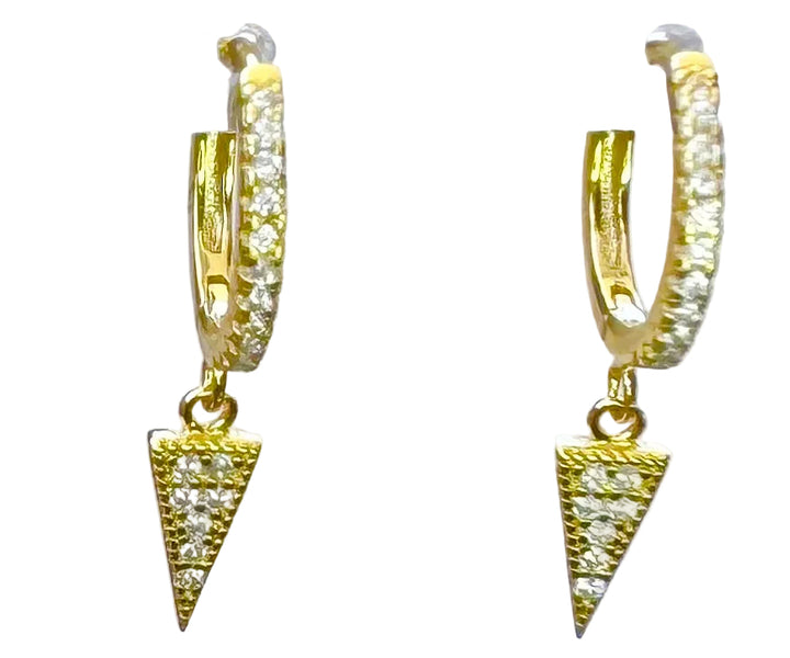 Spike and Beaded Huggie Hoop Sterling Silver 14 Karat Gold plated Hoop Earrings
