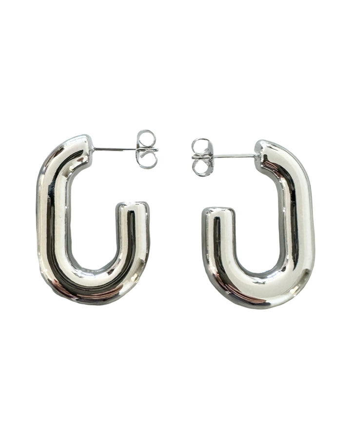 Stainless Steel Rectangle Hoop Earrings