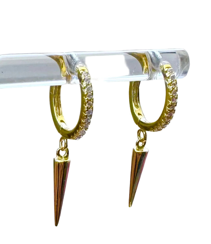 Spike Drop Sterling Silver 14 Karat Gold plated Hoop Earrings (Copy)