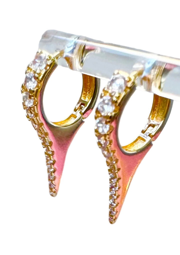 Spike Drop Sterling Silver 14 Karat Gold plated Hoop Earrings