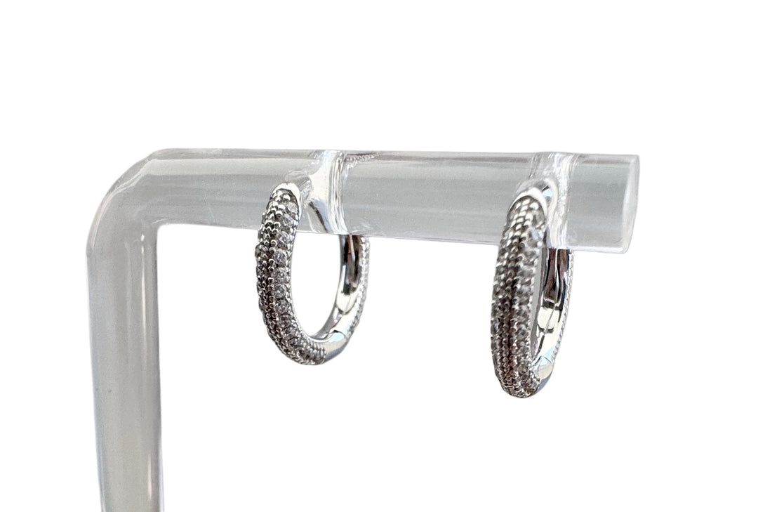 Huggie Pave Hoop Earrings