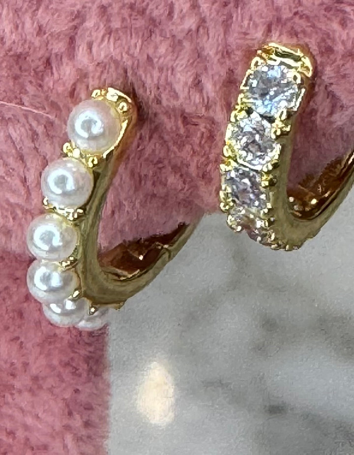 One pierce double hoop earr cuff pearl