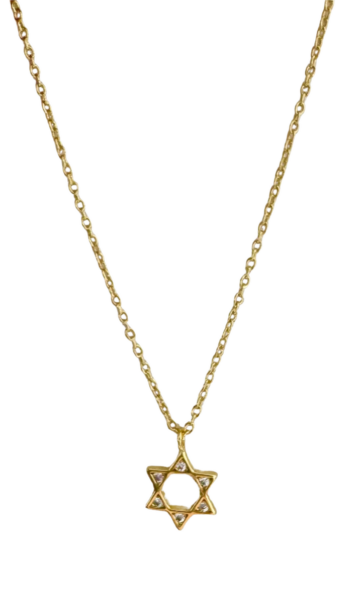 Sterling Silver 14K plated Star of David Pendant CZ Stones