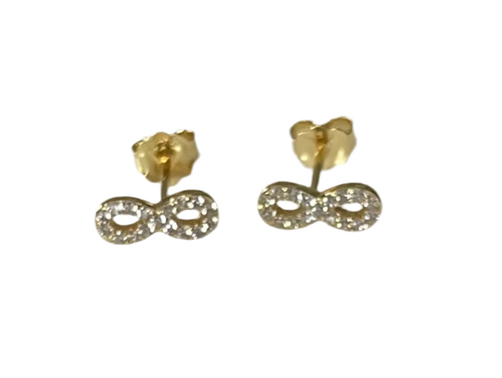 Infinity  CZ Earrings Sterling Silver Gold Plated