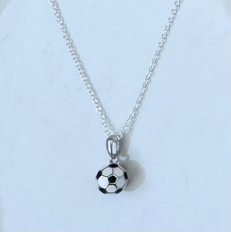 Soccer Ball Pendant  sterling silver French enamel