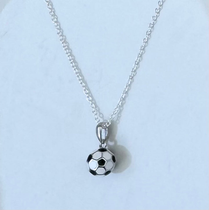 Soccer Ball Pendant  sterling silver French enamel