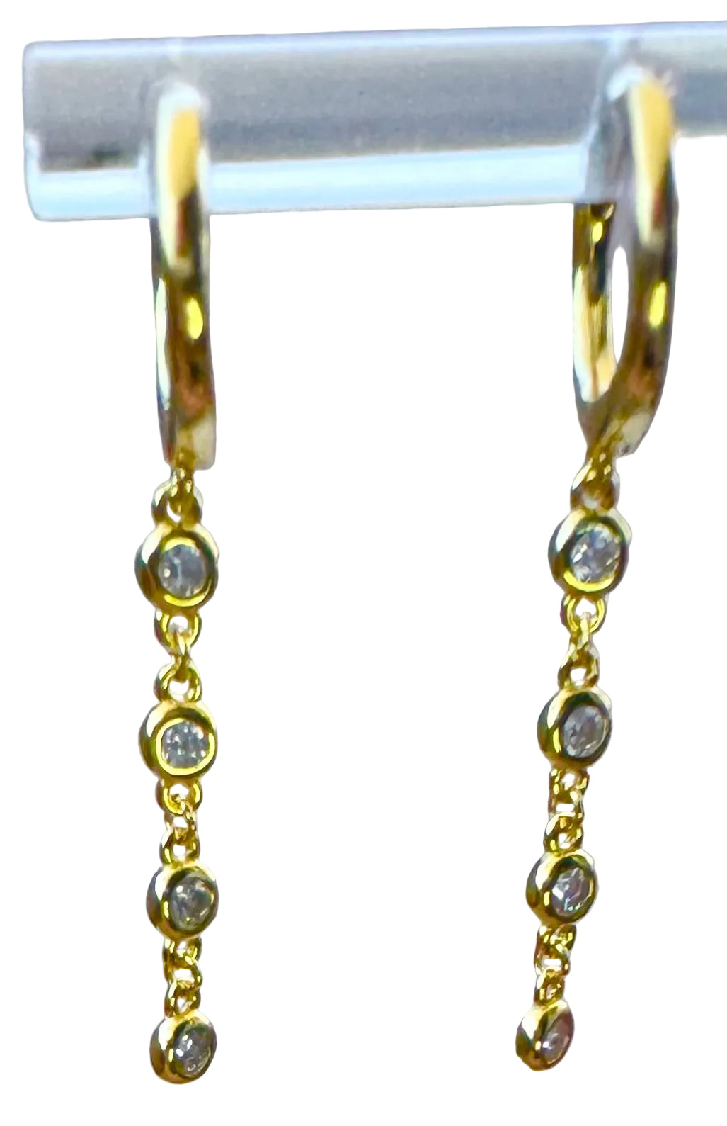 Sterling Silver 14 Karat gold plated classic bezel mini drop Huggie Earrings
