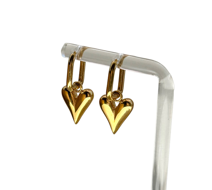 Stainless Steel Heart Drop Shape Hoop Earrings