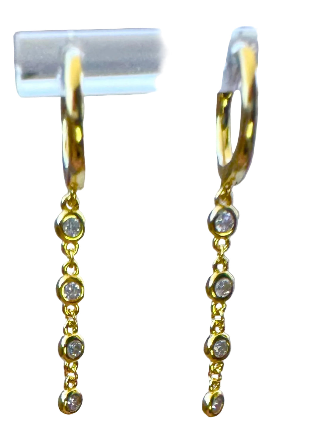 Sterling Silver 14 Karat gold plated classic bezel mini drop Huggie Earrings