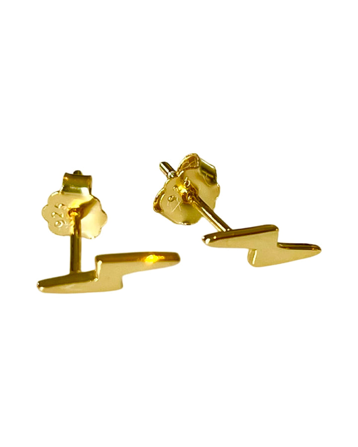 SME008 Sterling Silver 14K Yellow Gold Lightning Bolt Earrings
