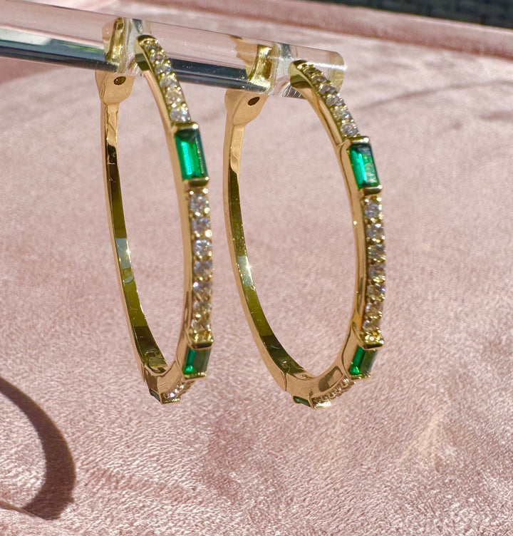 Green Drop Brass 18K Gold plated Hoop Earrings