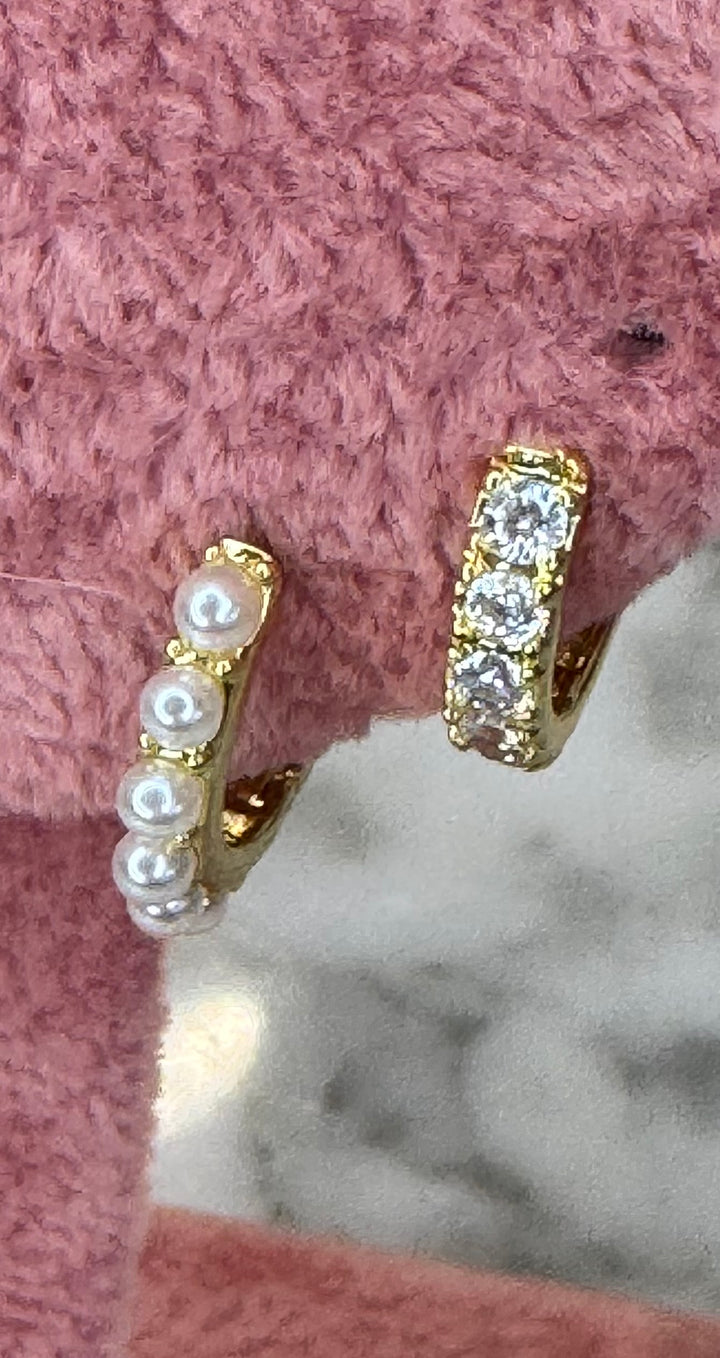 One pierce double hoop earr cuff pearl