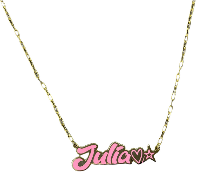Personalized Enamel Name Plate Necklace