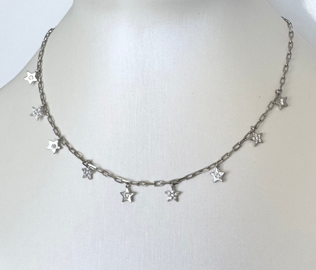 Star drop necklace sterling silver