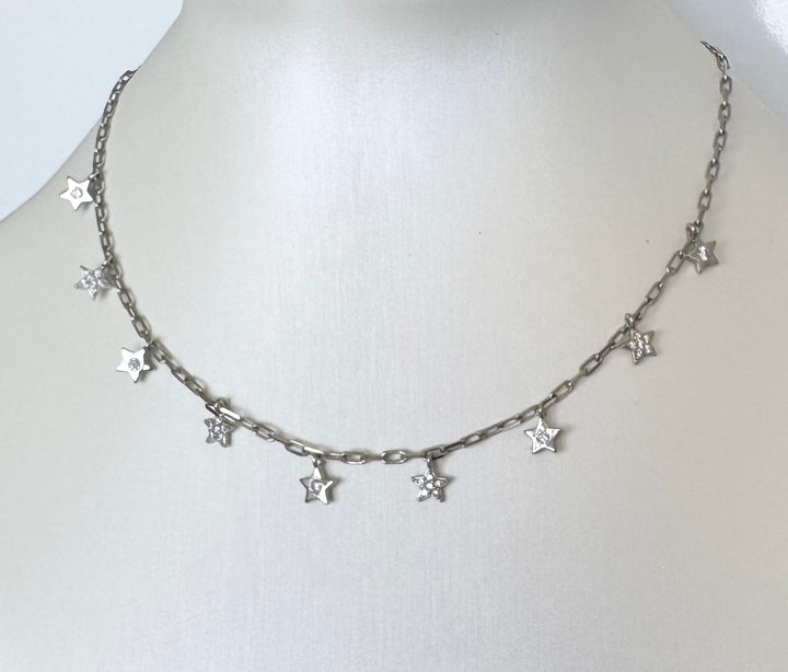 Star drop necklace sterling silver