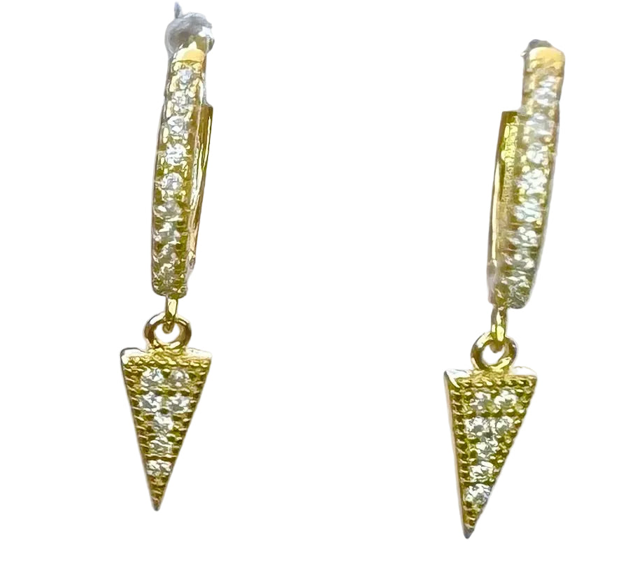 Spike and Beaded Huggie Hoop Sterling Silver 14 Karat Gold plated Hoop Earrings