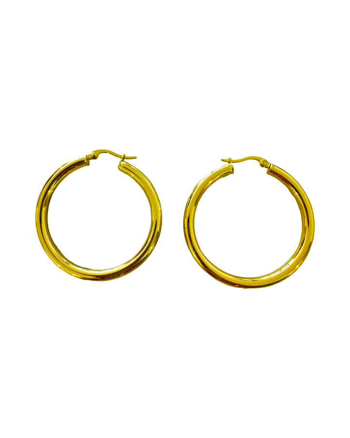 Sterling Silver 14K plated Round Large Hoop Earrings