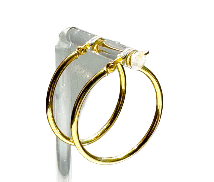 Sterling Silver 14K plated Round Large Hoop Earrings